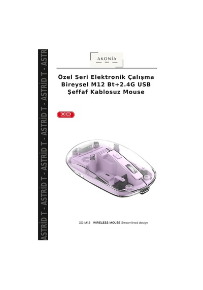 Özel Seri Elektronik Çalışma Bireysel M12 Bt+2.4g Usb Şeffaf Kablosuz Mouse
