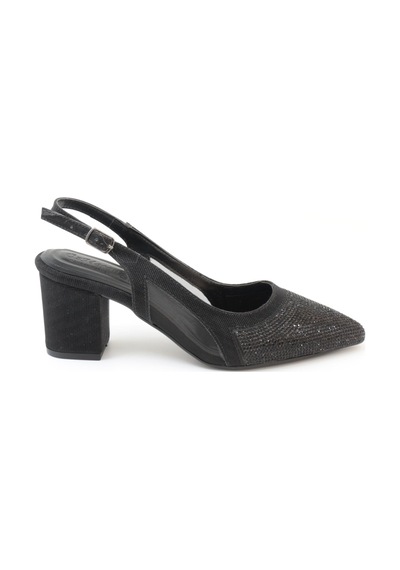 Nesilshoes Nesil Shoes Özma 7025 Siyah Taşlı Kadın Sandalet
