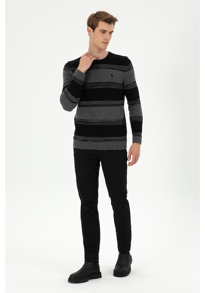 U.S. Polo Assn. Erkek Slim Fit Bisiklet Yaka Antrasit Melanj Kazak 50293115-VR081