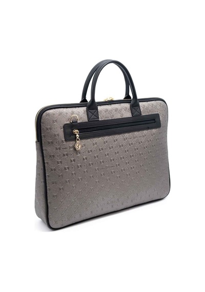 Silver & Polo Silver Polo Platin - Siyah Logolu Kadın Laptop Ve Evrak Çantası Sp1175