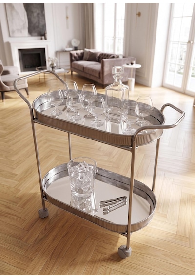 The Mia Servis Arabası Krom 2raflı Tekerlekli 80x56x32 Cm Gümüş