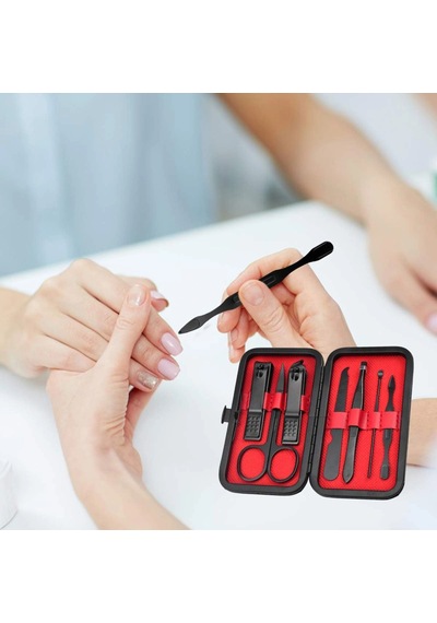 Shopytech 7 Parça Profesyonel Manikür Pedikür Seti Siyah Lüks Seyahat Çantası, Kadın & Erkek Tırnak