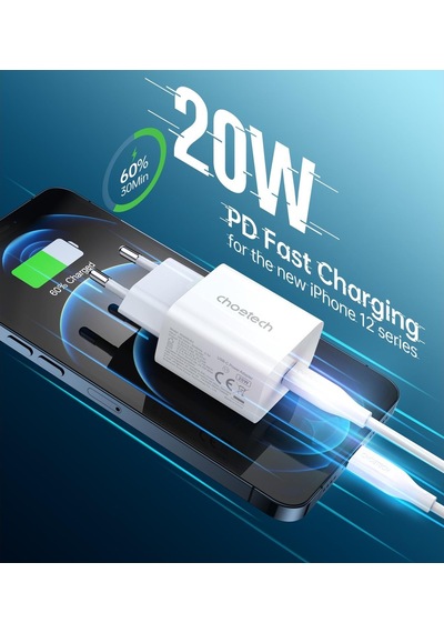 Choetech PD 20W USB-C Hızlı Güç Adaptörü - Apple Uyumlu iPhone  Hızlı Şarj