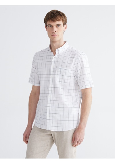 Lcwaıkıkı Classic Beyaz Regular Fit Ekose Armürlü Erkek Gömlek