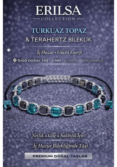 Sertifikalı Turkuaz Topaz Bileklik - 8 Mm Küp Kesim Terahertz Doğ Çok Renkli