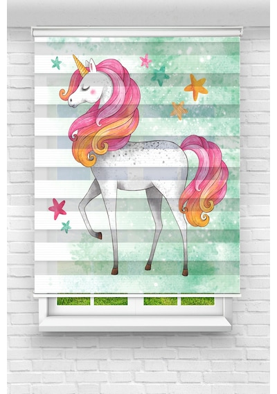 Perdecizade Enxboy Unicorn Dijital Baskılı Zebra Perde-cocuk Odası-stor Perde Pz-2524 Renkli