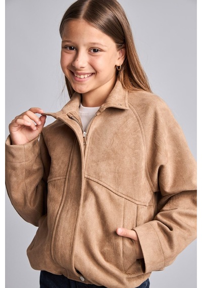 Defacto Suede Fermuarlı Cepli Kısa Kız Çocuk Mont H7803a826wnbg293 Bej-bg293