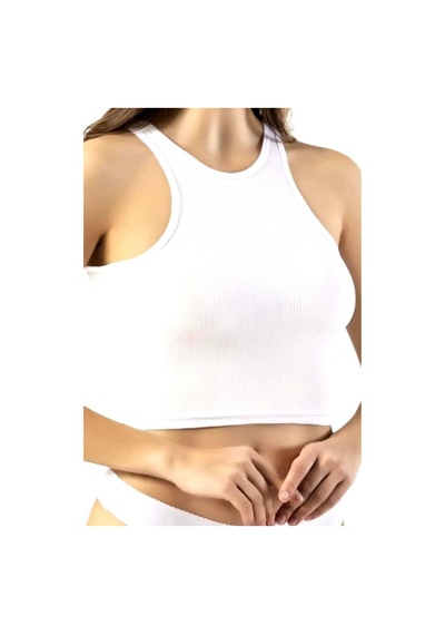 Uniquetrenders Kadın Geniş Askılı Kaşkorse Crop 3'lü Set Beyaz