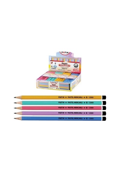 Fatih Kurşun Kalem Köşeli Mercanlı Pastel Renkli Kurşun Kalem 12 Renk 144 Adet Kurşun Kalem