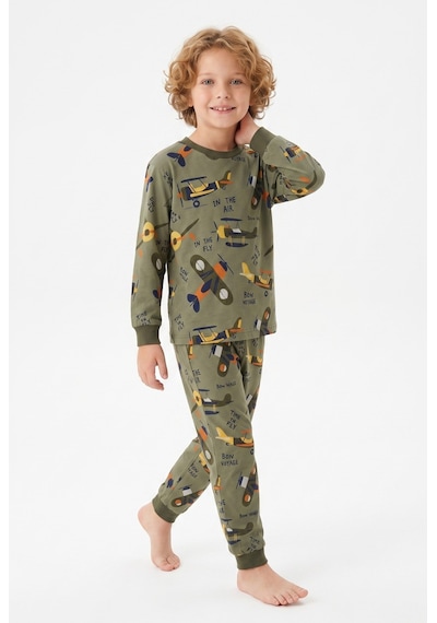 Bunny Hopp Vintage Uçak Desenli %100 Pamuk Süprem Penye Kumaş Uzun Kollu Erkek Çocuk Pijama Takımı Yeşil Bunny Hopp Vintage Uçak Desenli %100 Pamuk Süprem Penye Kumaş Uzun Kollu Erkek Çocuk Pijama Takımı Yeşil