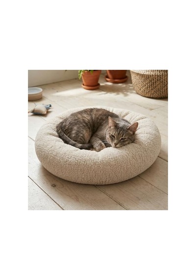 Ultra Yumuşak Kumaşlı Donut Şeklinde Kedi Yatağı, Kaydırmaz Taban