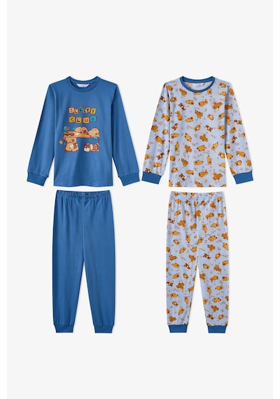 Penti Erkek Çocuk Mavi Sleepy Club Uzun Kollu Pamuklu 2li Pijama Takımı