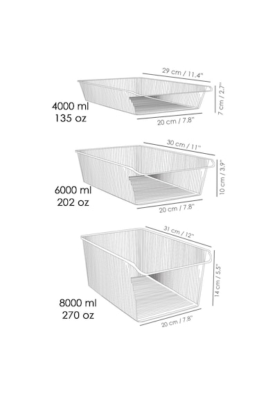 6'lı Buzdolabı Düzenleyici Set - Dolap İçi Organizer Sepet Meyve Sebze Saklama Kabı 2x 4-6-8 Lt Şeffaf