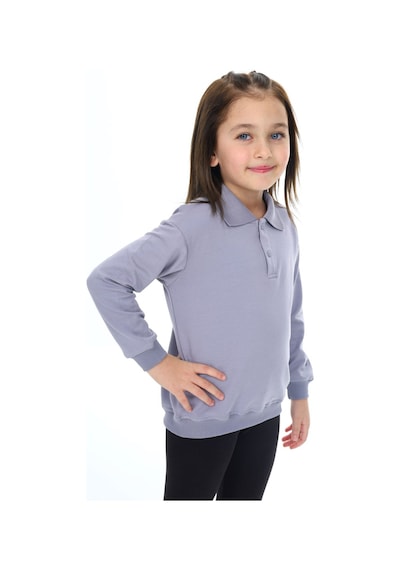 Toontoy Kız Çocuk Regular Fit Polo Yaka Düşük Omuz Nakış Baskılı Sweatshirt - 2 İplik Koyu Gri Toontoy Kız Çocuk Regular Fit Polo Yaka Düşük Omuz Nakış Baskılı Sweatshirt - 2 İplik Koyu Gri