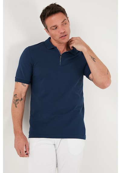 Buratti Pamuklu Regular Fit Yarım Fermuarlı 3'Lü Paket Erkek Polo Yaka T Shirt 5903008S3 Indigo-Nefti-Toprak