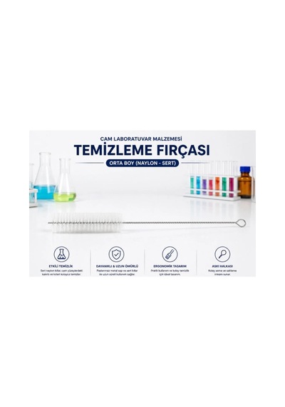 Cam Laboratuvar Malzemesi Temizleme Fırçası Orta Boy Naylon-sert