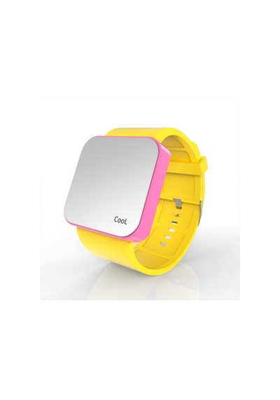 Cool Watch Saat - Pembe Led Kasa - Sarı Kayış Unisex