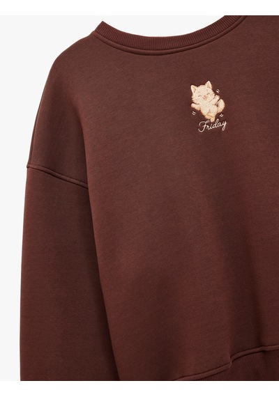 Koton Bisiklet Yaka Uzun Kollu Kedi Nakışlı Oversize Sweatshirt Kahverengi 6wal10494ık Kahve Koton Bisiklet Yaka Uzun Kollu Kedi Nakışlı Oversize Sweatshirt Kahverengi 6wal10494ık Kahve