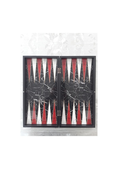 Yenigün Siyah Marble Büyük Tavla Takımı