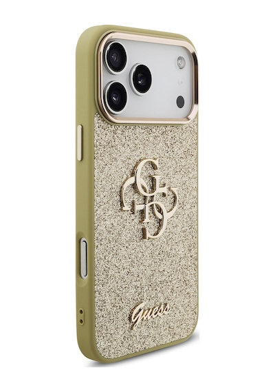 Apple Uyumlu iPhone 17 Pro Max Kılıf Guess Lisanslı 4g Büyük Metal Logolu Glitter Kapak Gold Gold