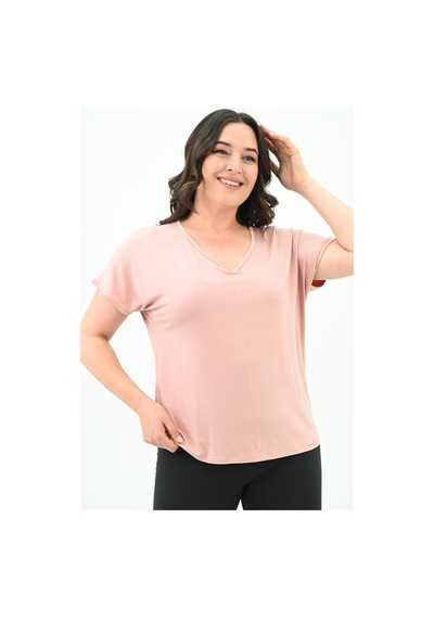 Kadın V Yaka Büyük Beden T-shirt 1486-23 001