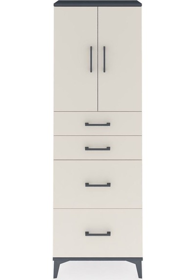 Arges Dolap 2 Raflı 4 Çekmeceli 2 Kapaklı 60x30x182 Antrasit-aytaşı Antrasit
