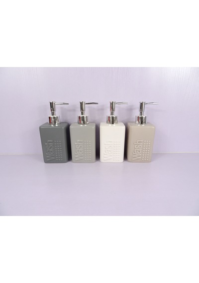 Seramik Sıvı Sabunluk Bej Modern 7x7x17cm 300ml Banyo Seti