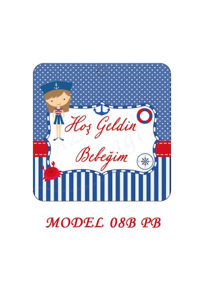 Beyazdüşlersokağı Şekilli Etiket (25 Ad) Bebek Süsü,Doğum Günü,Denizci (Etk-08B)