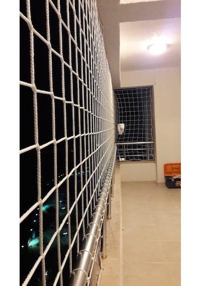 Balkon Koruma Filesi 6 Mm Ip Kalınlığı ,10 Cm E 10 Cm Göz Aralığı