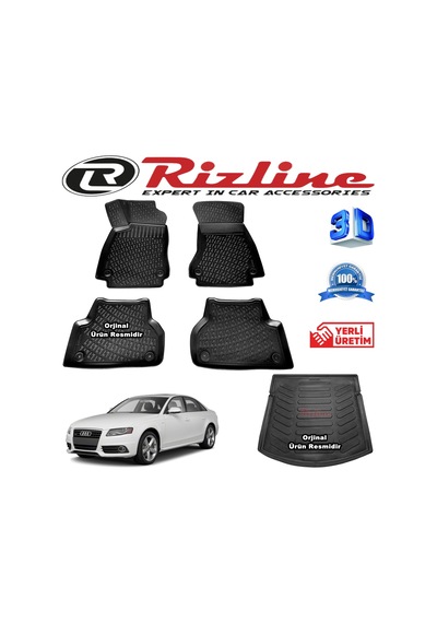 Audi A4 3D Paspas + Bagaj Havuzu 2008-2014 Arası Rizline N11.18963