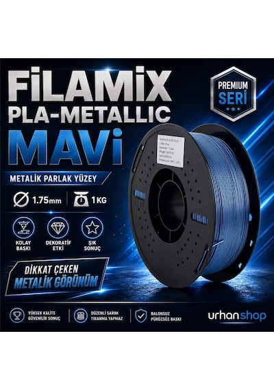 Filamix Pla Metallic Mavi Filament 1.75mm 1kg Metalik Görünüm