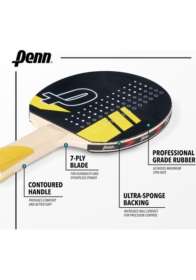 Penn 4 Oyunculu Masa Tenisi Kürek Seti - Dört 5,0 Kürek, Altı 3 Yıldızlı Ping Pong Topu Ve İki Saklama Torbası İçerir