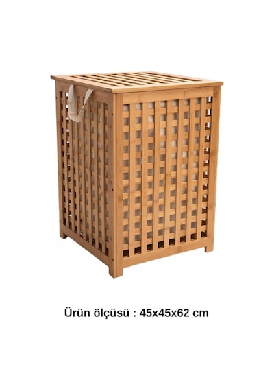 Bambu Çamaşır Sepeti - Kirli Sepeti 45x45x62 Cm Kahverengi