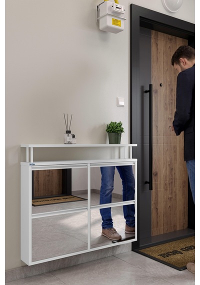 Ceha Tablalı 4'lü Metal Ayakkabılık - Kar Beyaz/aynalı K.AYK-2.4/A/B/P9003
