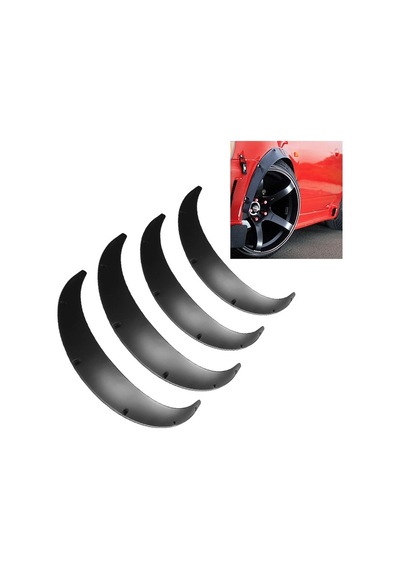Sones 4 Pcs Araba Evrensel Çamurluk Fişekleri Tekerlek Kaş Siyah Boyalı Değil Tekerlek Kaş