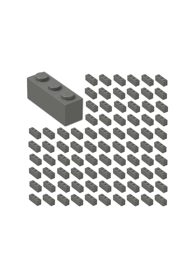 Yedek Parçalar: Brick: Duvar Parçası: 100 Adet 1x3 Koyu Gri 3622 - Parts: Brick: 100 Piece 1x3 Dark Bluish Gray 3622