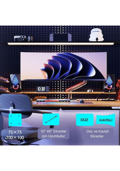 North Bayou F5 Ergonomic Rgb Li Monitör Kolu 32-60 Gazlı Pistonlu Gaming Monitör Stand