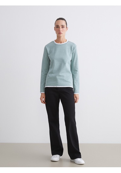 Lcw Eco Yeşil Bisiklet Yaka Kadın Sweatshirt