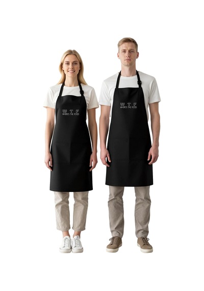 Erkek Unisex Mutfak Aşçı Önlüğü Yemek Nerede Yazılı Baskılı Dtf D Siyah