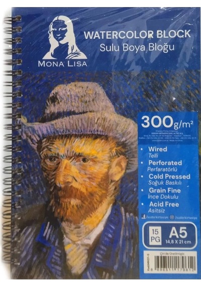Monalisa Resim Defteri A5 Yandan Spiralli 300 Gr 15 Yp Mn27-5