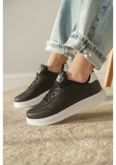 Daxtors D0158 Günlük Ortopedik Kadın Sneaker Spor Ayakkabı Siyah-beyaz