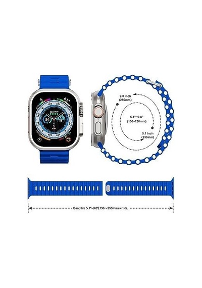 Apple Uyumlu Watch 42mm 44mm 45mm 49mm 1/2/3/4/5/6/se/7/8/ultra Akıllı Saat Ocean Kordon Ve Kayışı Mavi