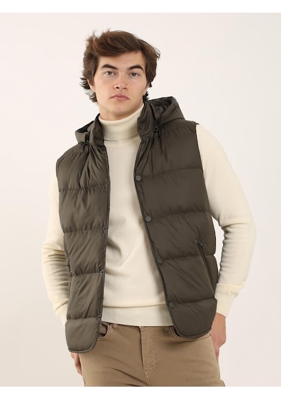 Dufy Kahve Erkek Regular Fit Dik Yaka Yelek Mont - 96758 Kahverengi