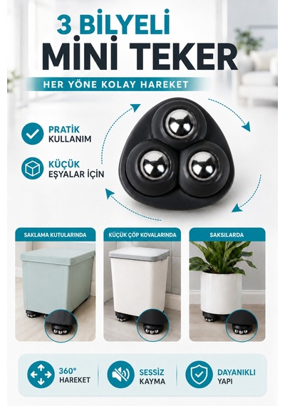 Siyah 4 Ad Mini Mobilya Tekeri Airfry Kahve Makinesi Damacana Temizlik Kovası Sandık İçin Çok Amaçlı Eşya Tekeri
