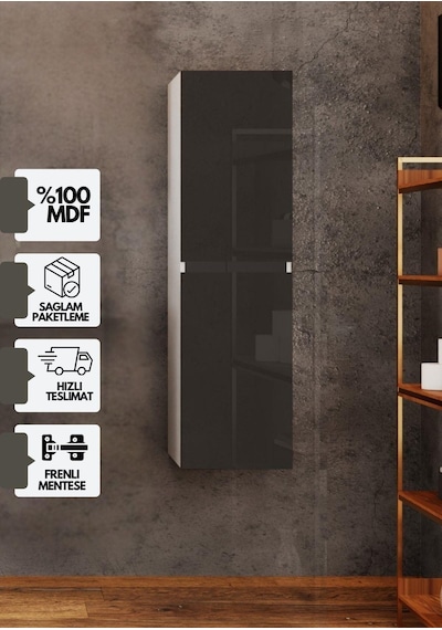 Yeni Venüs Banyo Dlb Boy Dolap Antrasit Demonte Antrasit - Beyaz Yeni Venüs Banyo Dlb Boy Dolap Antrasit Demonte Antrasit - Beyaz