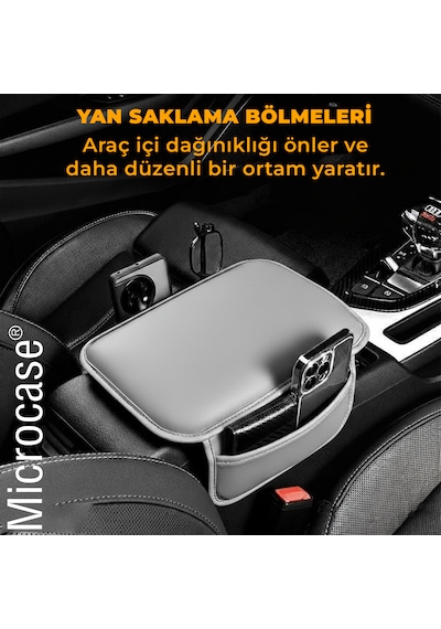 Microcase Araç Merkezi Konsol Kapağı Düz Deri Araç Kol Dayama Yastığı Depolama Cepli - Al4669 Taba