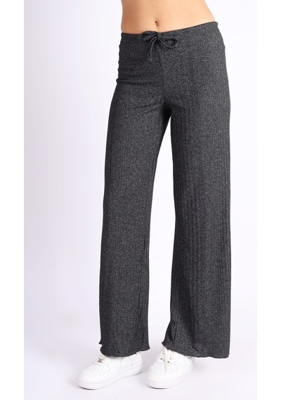 Soft&Basic Punta Raporlu Geniş Paça Siyah Pantolon Siyah