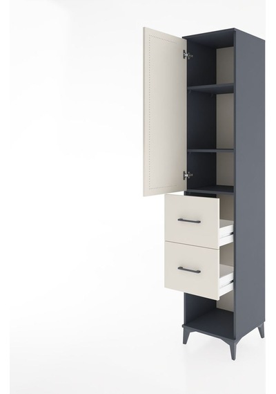 Hyperion Dolap 3 Raflı 2 Çekmeceli Tek Kapaklı 44x44x221 Antr... Antrasit