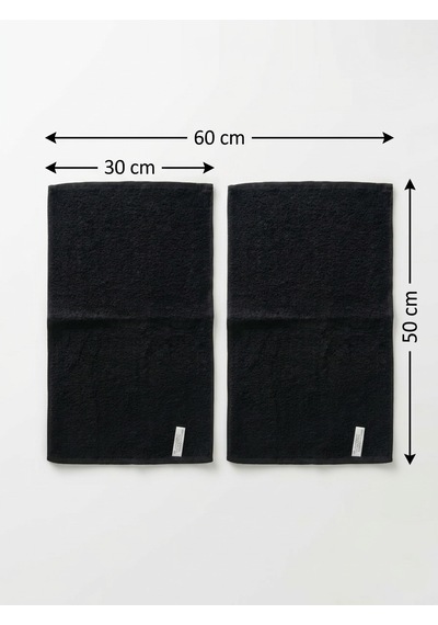 2'li Siyah Spor Havlusu 30x50 Cm %100 Pamuklu-yüksek Emici Baumwolle Fitness Ve El Havlusu-yumuşak Doku-spor-gym-el Ve Yüz Havlusu Siyah