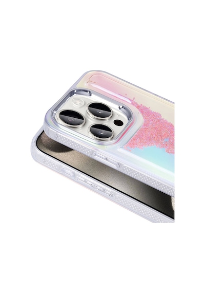 Ardemix Apple Uyumlu iPhone 15 Pro Kılıf Airbagli Renkli Arka Yüzey Boncuk Tasarımlı Kumul Kapak Pembe